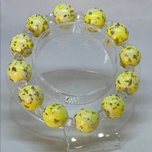 Handmade Polymer Clay Yellow Beaded Bracelets